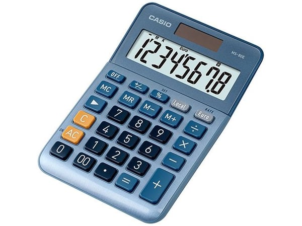 Casio MS-80E - Skrivbordskalkylator - 8 siffror - batteri, solcellspanel - blå