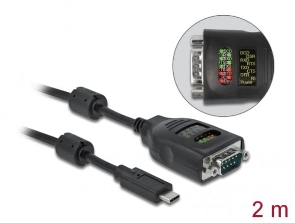 Delock - Seriell adapter - USB-C - RS-232 x 1 - svart