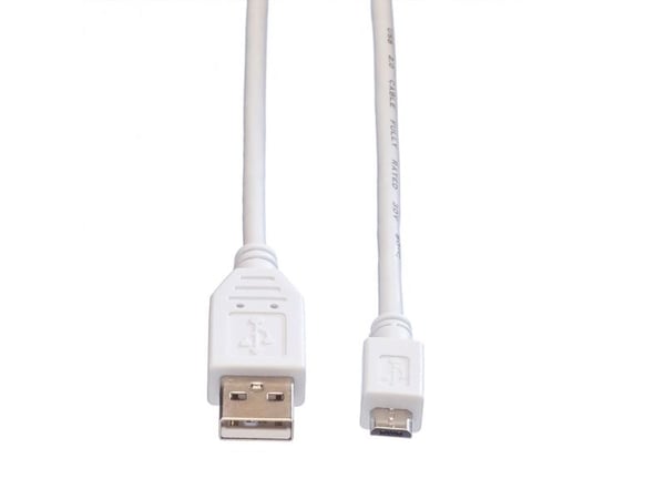 VALUE 11998751, 0,15 m, USB A, Micro-USB B, USB 2.0, 0,48 Gbit/s, Valkoinen