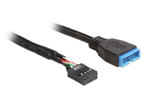 Delock - USB-internkabel - 9-stifts USB-överdel (hona) till 19-stifts USB 3.0-kontakt (hane) - 30 cm - svart