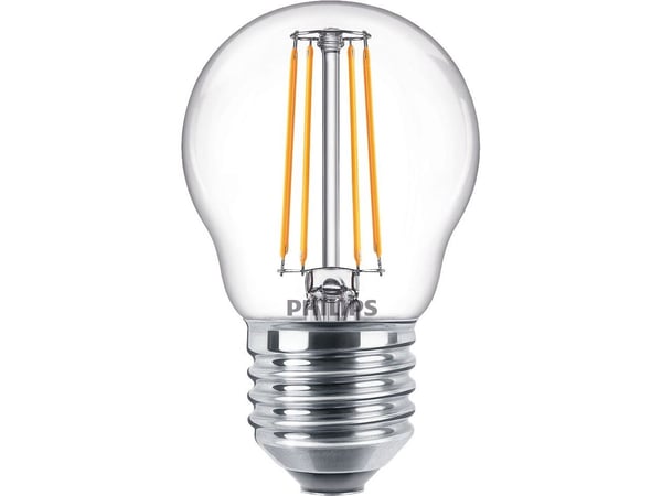 Philips - LED-filamentlyspære - form: P45 - klar finish - E27 - 4.3 W (ekvivalent 40 W) - klasse F - varmt hvitt lys - 2700 K (en pakke 2)