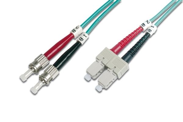 DIGITUS - Koblingskabel - ST flermodus (hann) til SC flermodus (hann) - 2 m - 2 m - fiberoptisk - dupleks - 50 / 125 mikroner - OM3 - turkis