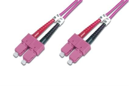 DIGITUS Professional - Koblingskabel - SC flermodus (hann) til SC flermodus (hann) - 3 m - fiberoptisk - dupleks - 50 / 125 mikroner - OM4 - haloge...