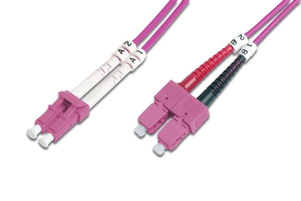 DIGITUS Professional - Koblingskabel - SC flermodus (hann) til LC multimodus (hann) - 10 m - 10 m - fiberoptisk - dupleks - 50 / 125 mikroner - OM4...