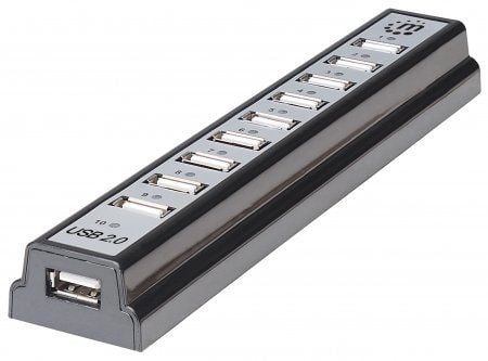 Manhattan 161572, USB 2.0, USB 2.0, 480 Mbit/s, Svart, Sølv, Plast, Kraft indikator