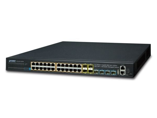 PLANET SGS-6341-24P4X - Switch - L3 - Styrt - 24 x 10/100/1000 (PoE+) + 4 x 10 Gigabit SFP+ - rackmonterbar - PoE+ (370 W)