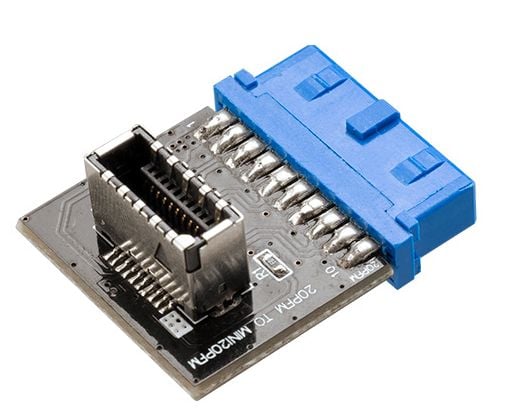 Akasa AK-CBUB51-BK, USB 3.0 19-pin header, USB 3.1 A, Blå