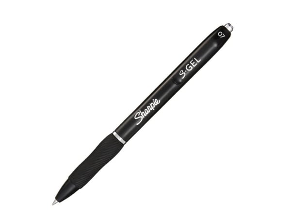 Sharpie S-Gel, Uttrekkbar gelépenn, Sort, Sort, Medium, 0,7 mm, Boks