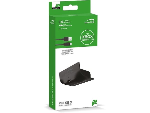 SPEEDLINK PULSE X Play & Charge Power Kit, Xbox Series X, Spillkontrollerbatteri, Sort, 3 m, 8 timer, Nikkelmetallhydrid (NiMH)