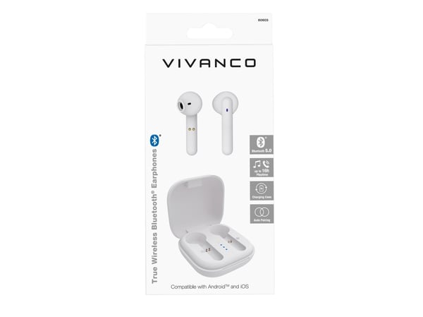 Vivanco Urban Pair - True wireless-hodetelefoner med mikrofon - i øret - Bluetooth - hvit