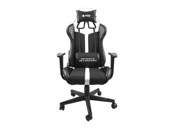 FURY AVENGER XL, Universal gaming-stol, 150 kg, Polstret Sete, Polstret Rygg, Universell, Sort/Hvitt