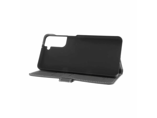Insmat Flip Case - Flipdeksel for mobiltelefon - ekte lær, polyuretan, polykarbonat - svart - for Samsung Galaxy S21 5G