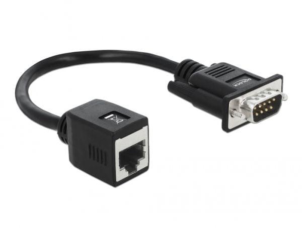Delock - Seriell adapter - DB-9 (hann) til RJ-45 (hunn) - 20 cm - tommelskruer - svart