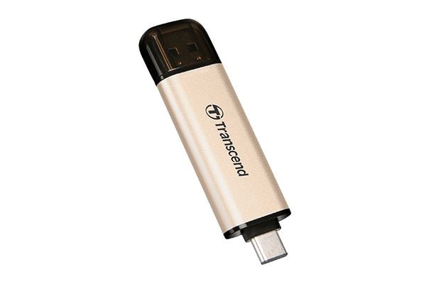 Transcend JetFlash 930C - USB-muistitikku - 256 GB - USB 3.2 Gen 1 / USB-C - kultainen