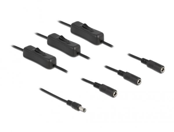 Delock - Strømkabel - DC jackstik 5,5 x 2,1 mm (han) til DC jackstik 5,5 x 2,1 mm (hun) - 5 V - 2 A - 1 m - lajittelu