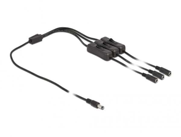 Delock - Strømkabel - DC jackstik 5,5 x 2,1 mm (han) til DC jackstik 5,5 x 2,1 mm (hun) - 5 V - 2 A - 1 m - lajittelu