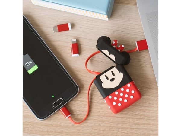 Thumbs Up PowerSquad "Minnie Mouse", 0,6 m, USB A, USB C/Micro-USB B/Lightning, Svart, Rød
