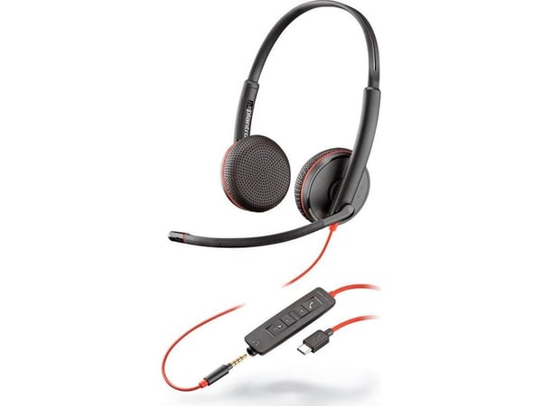 Poly Blackwire C3225 - 3200 Series - hodesett - on-ear - kablet - 3,5 mm jakk, USB-C - lydisolerende