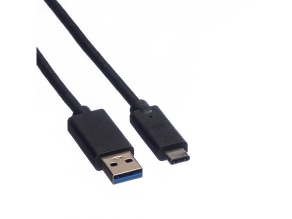 ROLINE 11.02.9011, 1 m, USB A, USB C, USB 3.2 Gen 1 (3.1 Gen 1), 5 Gbit/sek., Sort