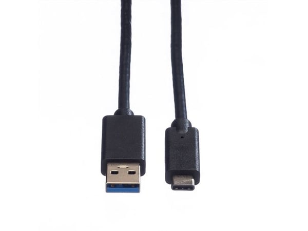 ROLINE 11.02.9011, 1 m, USB A, USB C, USB 3.2 Gen 1 (3.1 Gen 1), 5 Gbit/sek., Sort