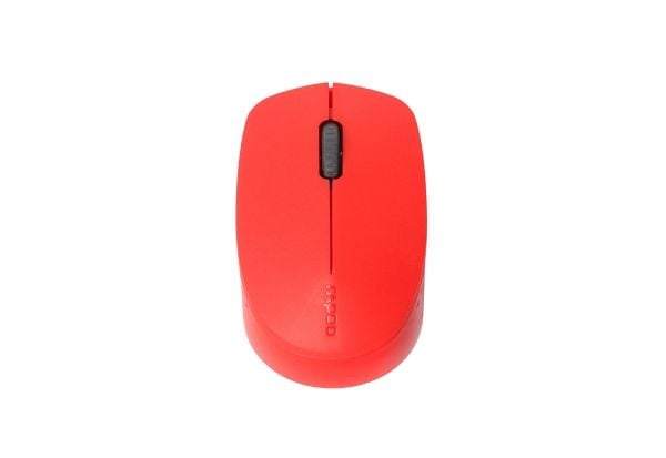 Rapoo M100 Silent - Mus - ergonomisk - optisk - 3 knapper - trådløs - 2.4 GHz, Bluetooth 4.0, Bluetooth 3.0 - USB trådløs mottaker - rød