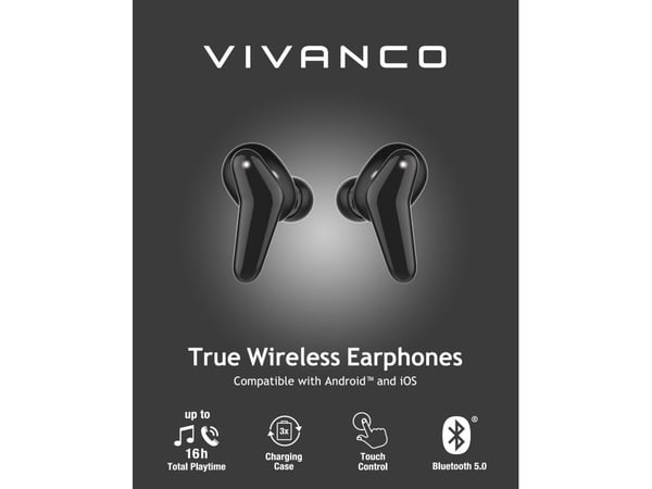 Vivanco Fresh Pair, Trådløs, Samtaler/musikk, Hodesett, Sort