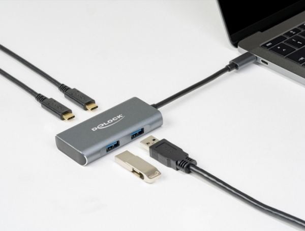 Delock - Hub - 2 x USB 3.2 Gen 2 + 2 x USB-C 3.2 Gen 2 - stasjonær