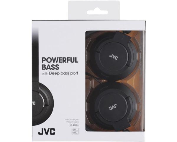 JVC HA-S180 - Hodetelefoner - full størrelse - kablet - 3,5 mm jakk - svart