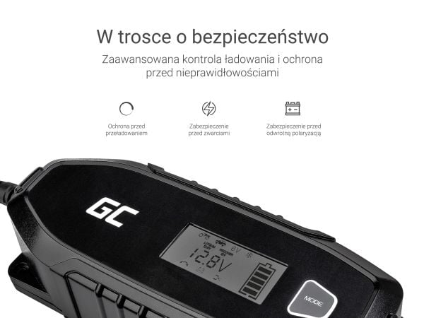 Green Cell Charger for accumulators 6V 12V 4A with diagnostics function, 6/12 V, Tyyppi C (Europistoke), 0,048 kW, 4 A, 220-240 V, 50 Hz