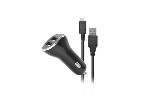 Steelplay - Bilstrømadapter - 2.6 A - 2 utgangskontakter (USB) - på kabel: USB-C - for Nintendo Switch