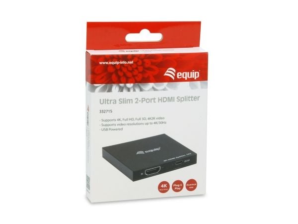 Utstyr 332715, HDMI, 2x HDMI, 3840 x 2160 piksler, Sorter, Aluminium, 4K Ultra HD