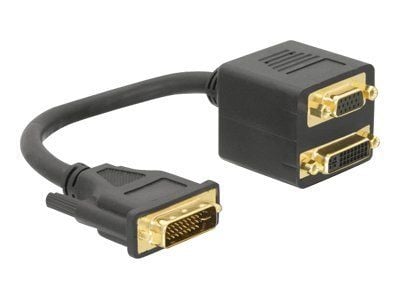 Delock - VGA-adapter - DVI-I (hann) til HD-15 (VGA), DVI-I (hunn) - 20 cm