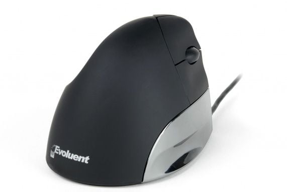 BakkerElkhuizen Evoluent Standard, Oikeakätinen, Vaakasuuntainen muotoilu, Optinen, USB A-tyyppi, 1500 DPI, musta, Harmaa, Hopea