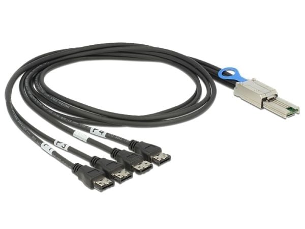 Delock - SATA/SAS-kabel - 4-spors - eSATA (hunn) til 26-pin 4x Shielded Mini MultiLane SAS (SFF-8088) (hann) - 1 m