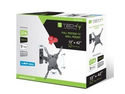 TECHly - Kiinnityssarja (seinäkiinnike) - täysliike - LCD-TV:lle - vankka teräs - näytön koko: 13"-42"