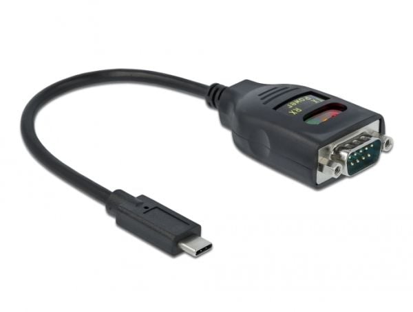 Delock Adapter USB Type-C to 1 x Serial RS-232 DB9 with 15 kV ESD protection - Seriell adapter - USB-C - RS-232 x 1 - svart