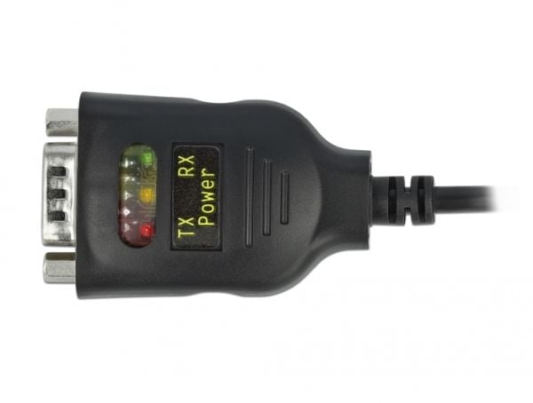 Delock Adapter USB Type-C to 1 x Serial RS-232 DB9 with 15 kV ESD protection - Seriell adapter - USB-C - RS-232 x 1 - svart