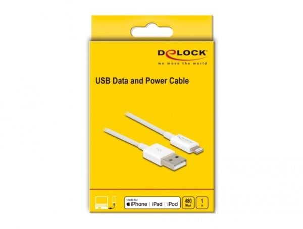 DeLOCK 83000, 1 m, USB A, Uros, Uros, Valkoinen, Suora