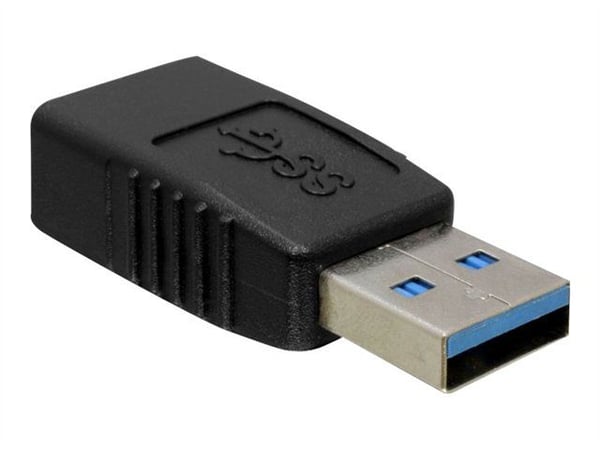 DeLOCK USB 3.0-A Adapter, USB-A, USB-A, Musta