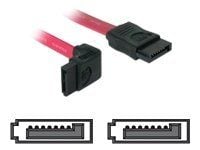 Delock - SATA-kabel - Serial ATA 150/300 - SATA (hunn) til SATA (hunn) - 30 cm - oppvinklet kontakt, rett kontakt - rød