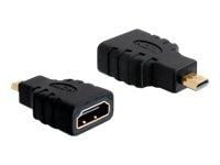 Delock High Speed HDMI with Ethernet - HDMI-adapter - 19 pin micro HDMI Type D hann til HDMI hunn