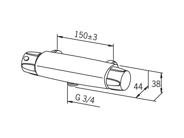 Nova bruser termostat spejlvendt 3/4"