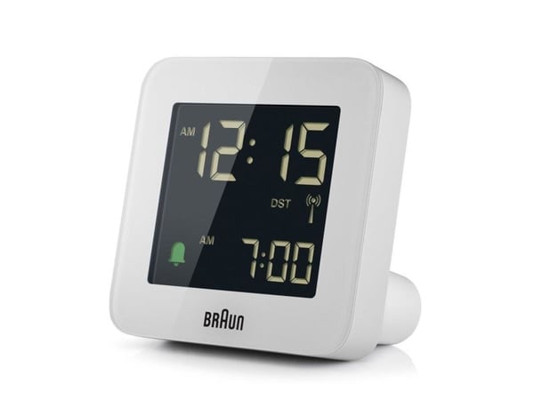 Braun BC09-DCF, Digital vekkerklokke, firkant, Hvit, 12/24h, LCD, Batteri