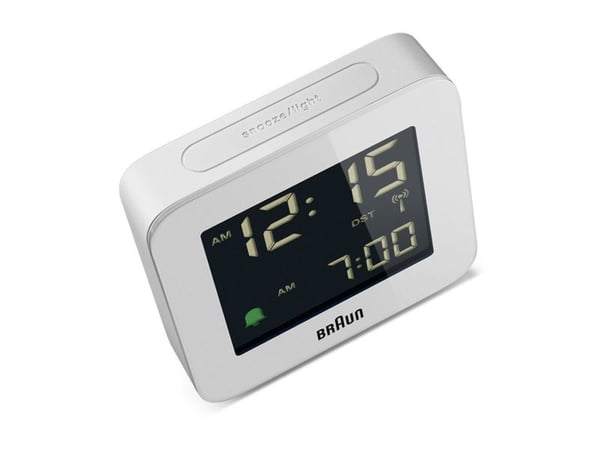 Braun BC09-DCF, Digital vekkerklokke, firkant, Hvit, 12/24h, LCD, Batteri
