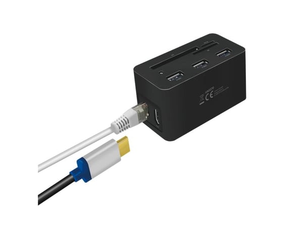 LogiLink UA0370, Ledningsført, USB 3.2 Gen 1 (3.1 Gen 1) Type-C, 60 W, 10,100,1000 Mbit/s, Sort, Kompakt flash (CF), MicroSD (TransFlash), SD
