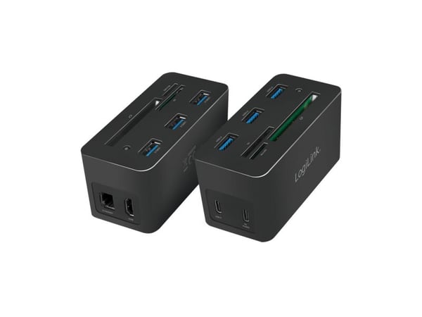 LogiLink UA0370, Ledningsført, USB 3.2 Gen 1 (3.1 Gen 1) Type-C, 60 W, 10,100,1000 Mbit/s, Sort, Kompakt flash (CF), MicroSD (TransFlash), SD