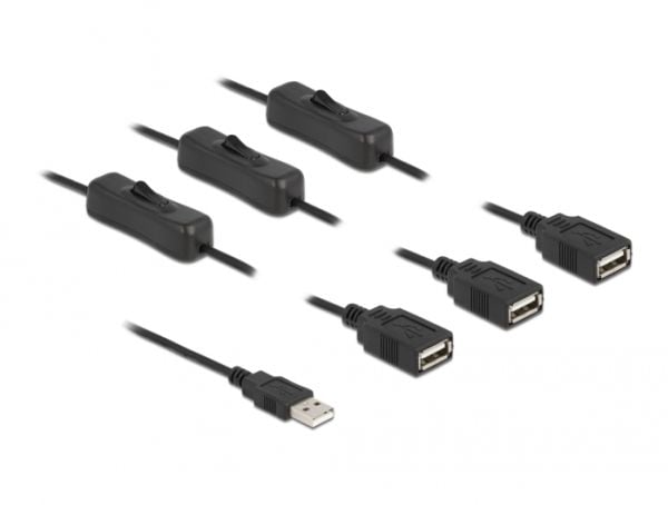 Delock - Strömdelare - USB (hane) till USB (hona) - 5 V - 2 A - 1 m - svart