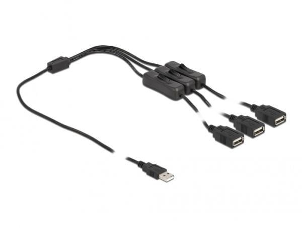 Delock - Strömdelare - USB (hane) till USB (hona) - 5 V - 2 A - 1 m - svart