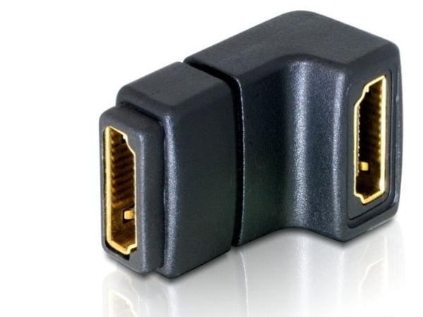 DeLOCK - HDMI-sovitin - HDMI (naaras) - HDMI (naaras) - suorakulmainen liitin