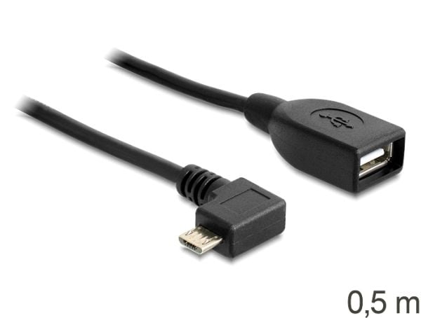 Delock - USB-kabel - USB (hunn) til Micro-USB type B (hann) - USB 2.0 OTG - 50 cm - 90° kontakt
